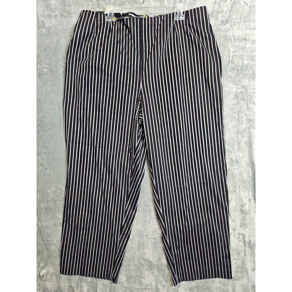 Due Per Due Black Pink Stripe Pants Sz 22w side zip elastic in waist